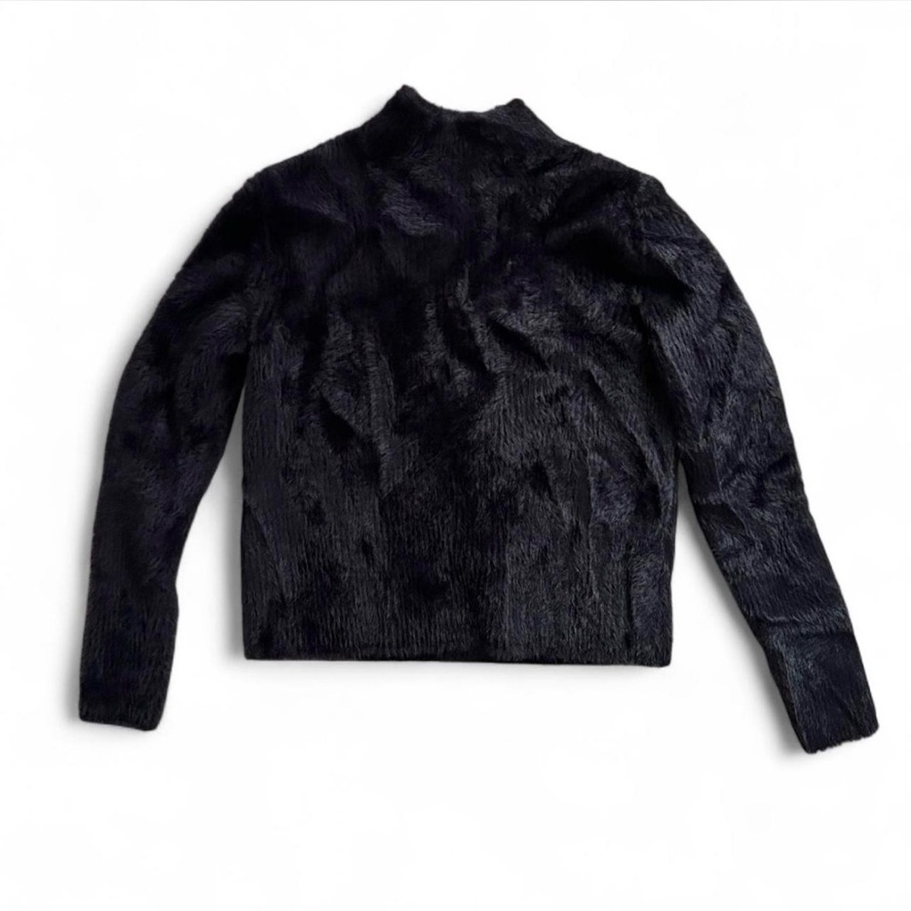 Banana Republic Fuzzy Cropped Mock-neck Sweater in Black